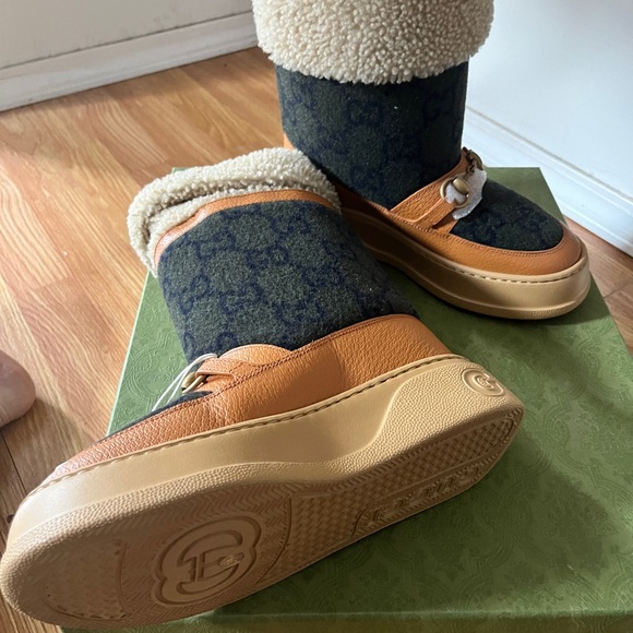 NIB Gucci GG wool shearling-lined horsebit snow boots- IT 36 US 6 - Picture 11 of 14